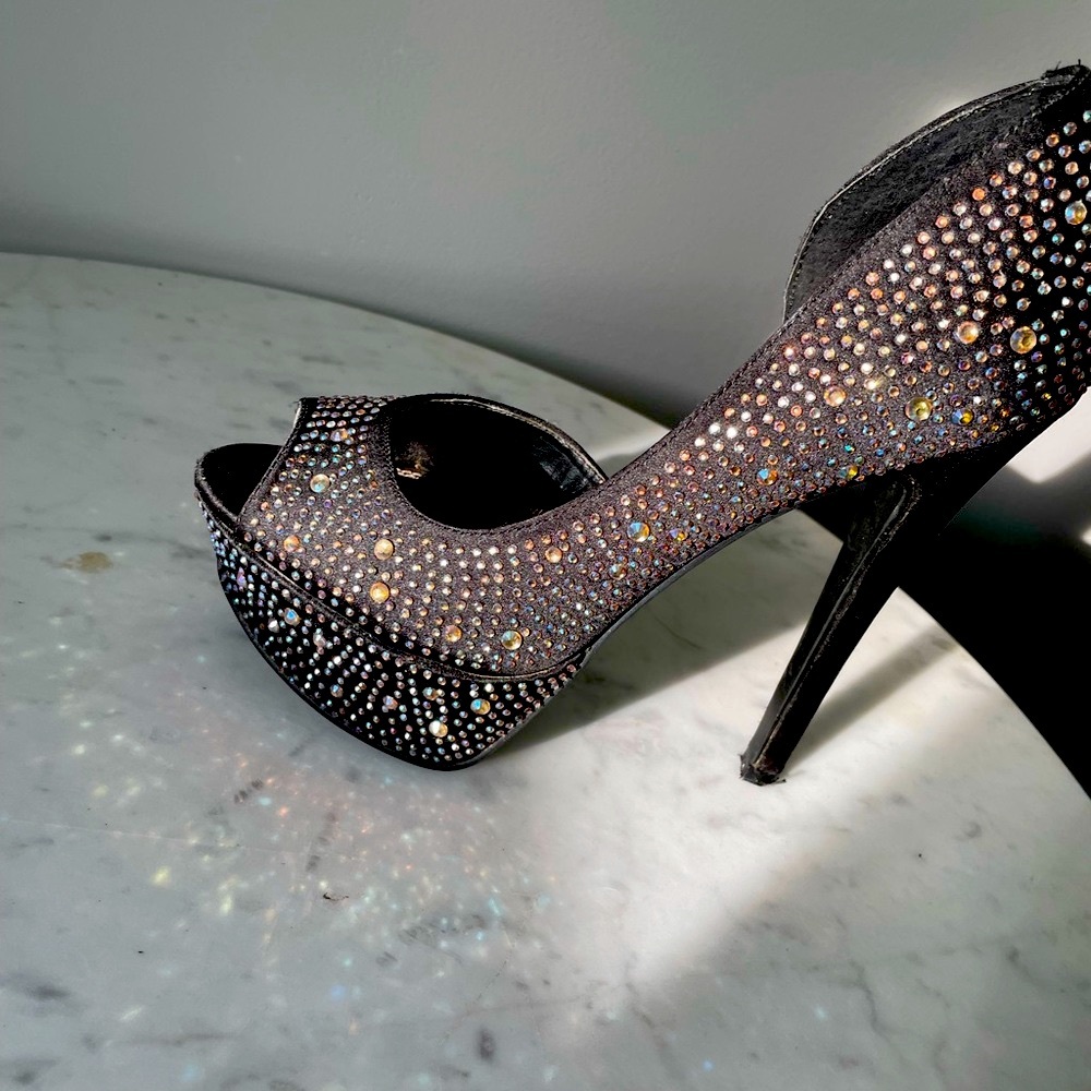 Shine Bright Black platform heels